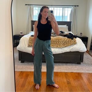 J.Crew turquoise silk pant, straight leg, Sz 0